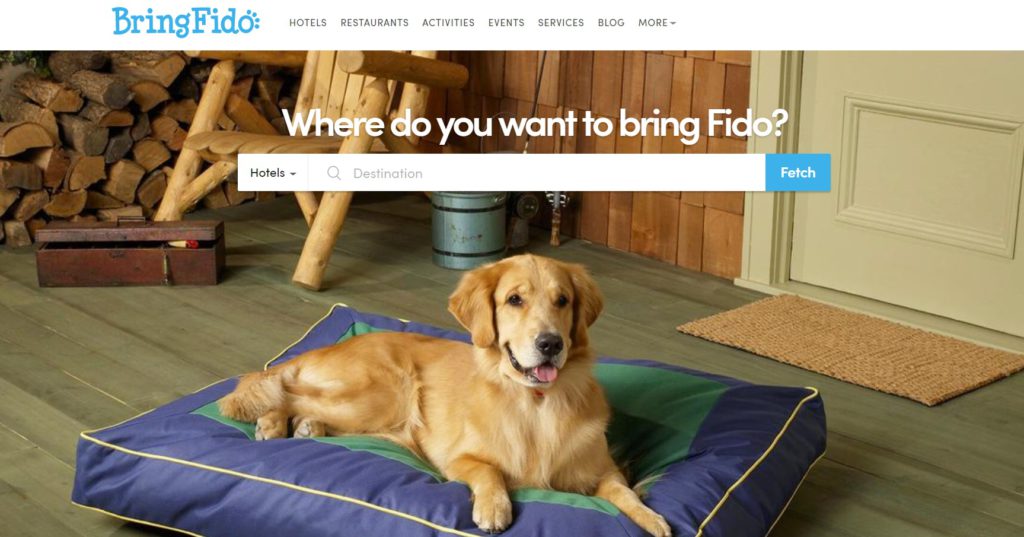 A screenshot of the BringFido website