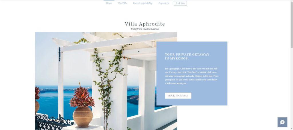 Tropical Villa Rental template on Wix